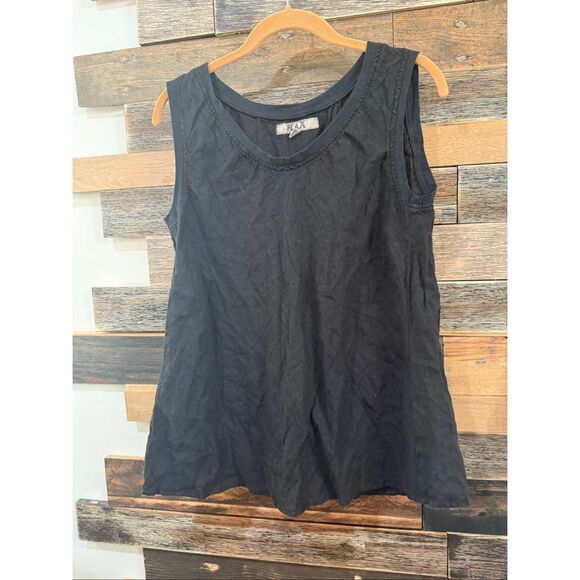 Flax NWOT linen sleeveless top neck and arm trim cotton size small - Picture 2 of 7